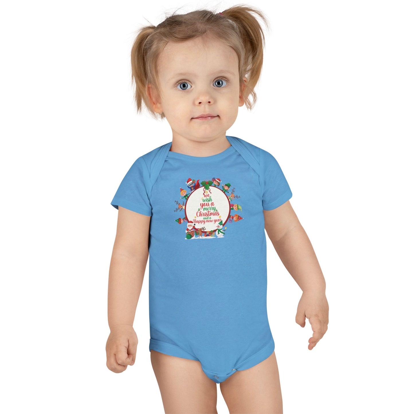 Baby Short Sleeve Onesie - We wish you a merry christmas
