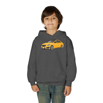 Youth Heavy Blend Hooded Sweatshirt - Yellow car Printify