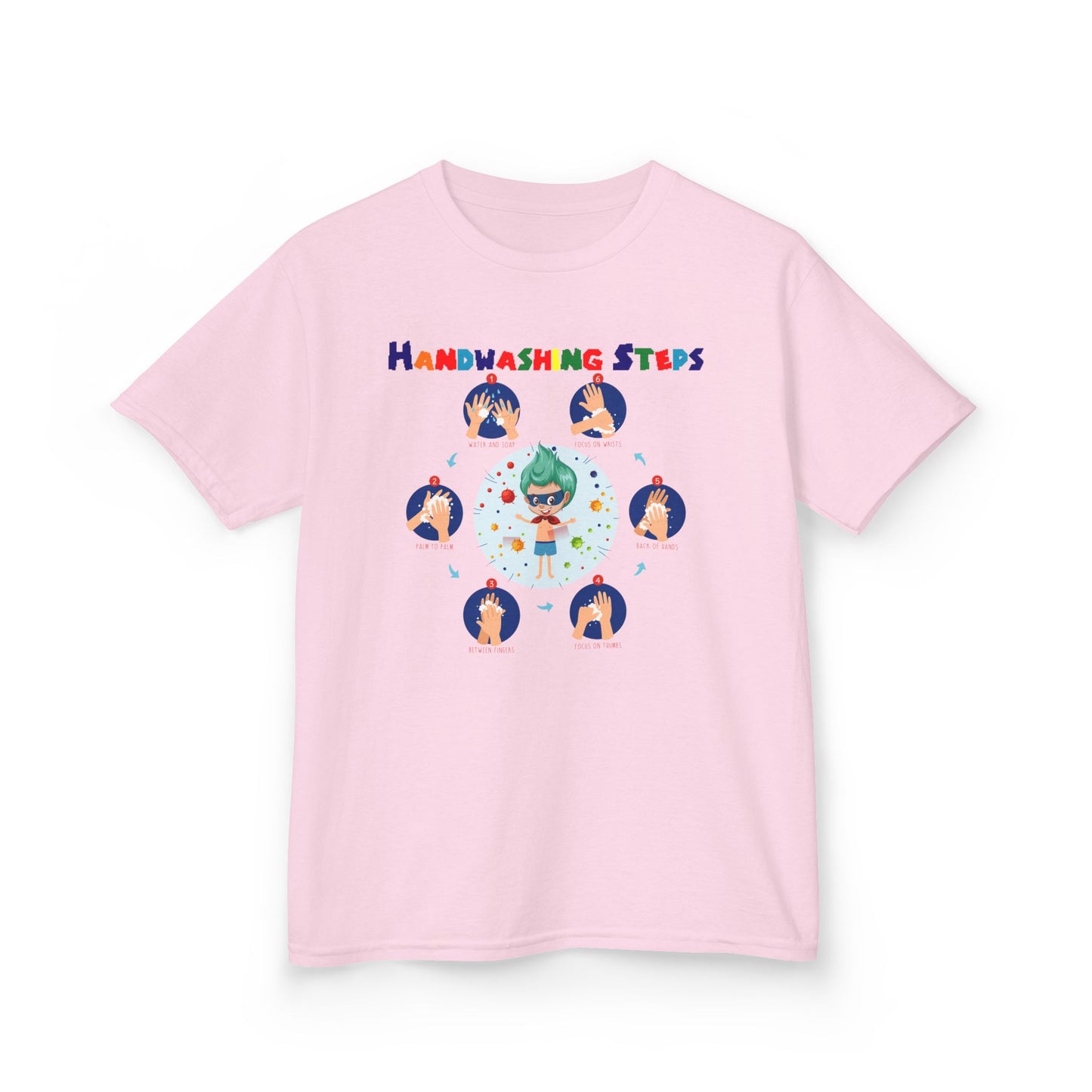 Kids Heavy Cotton™ Tee - Super kiddo how to wash hand properly - [[{"value":"Wonderwear Kid"}]]