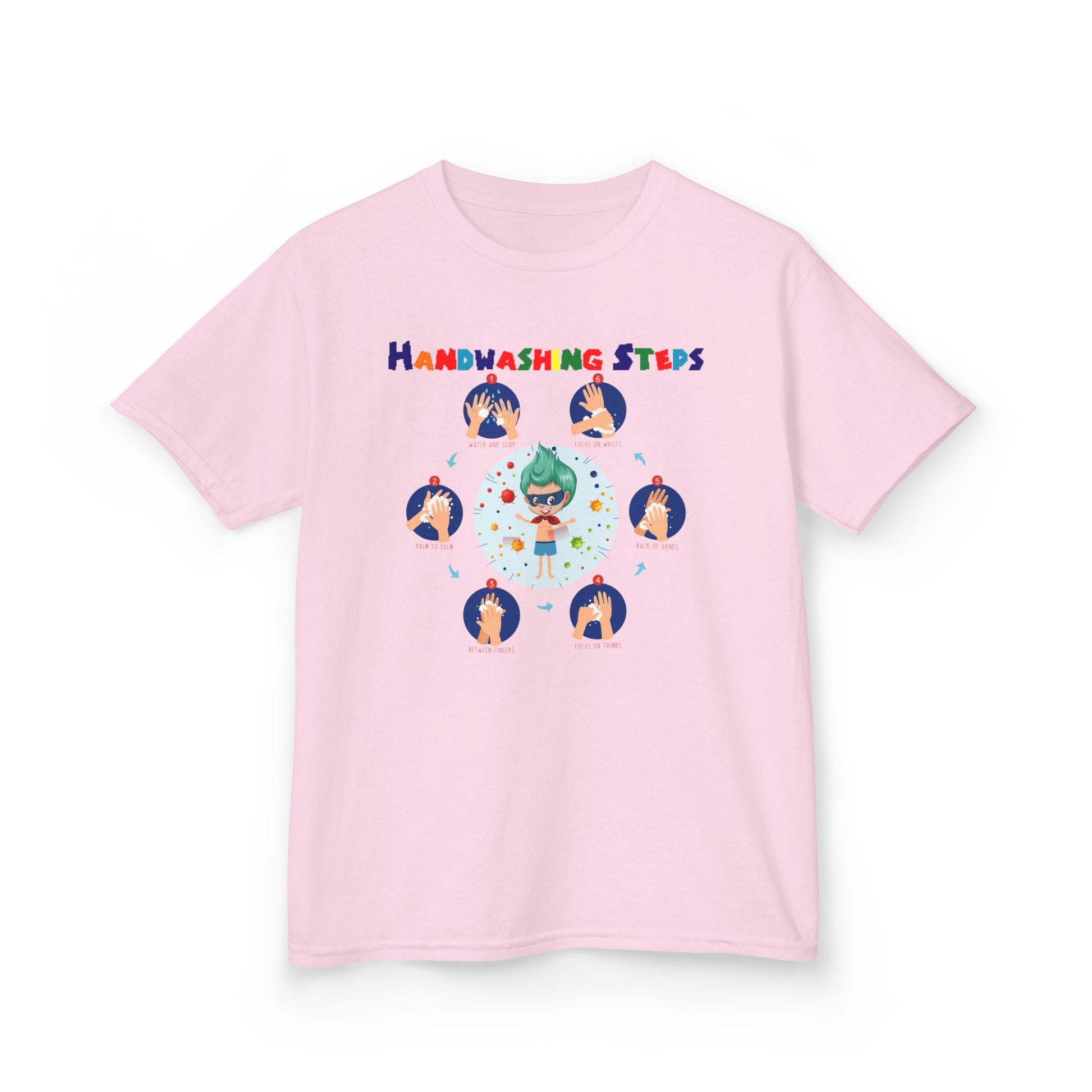 Kids Heavy Cotton™ Tee - Super kiddo how to wash hand properly - [[{"value":"Wonderwear Kid"}]]