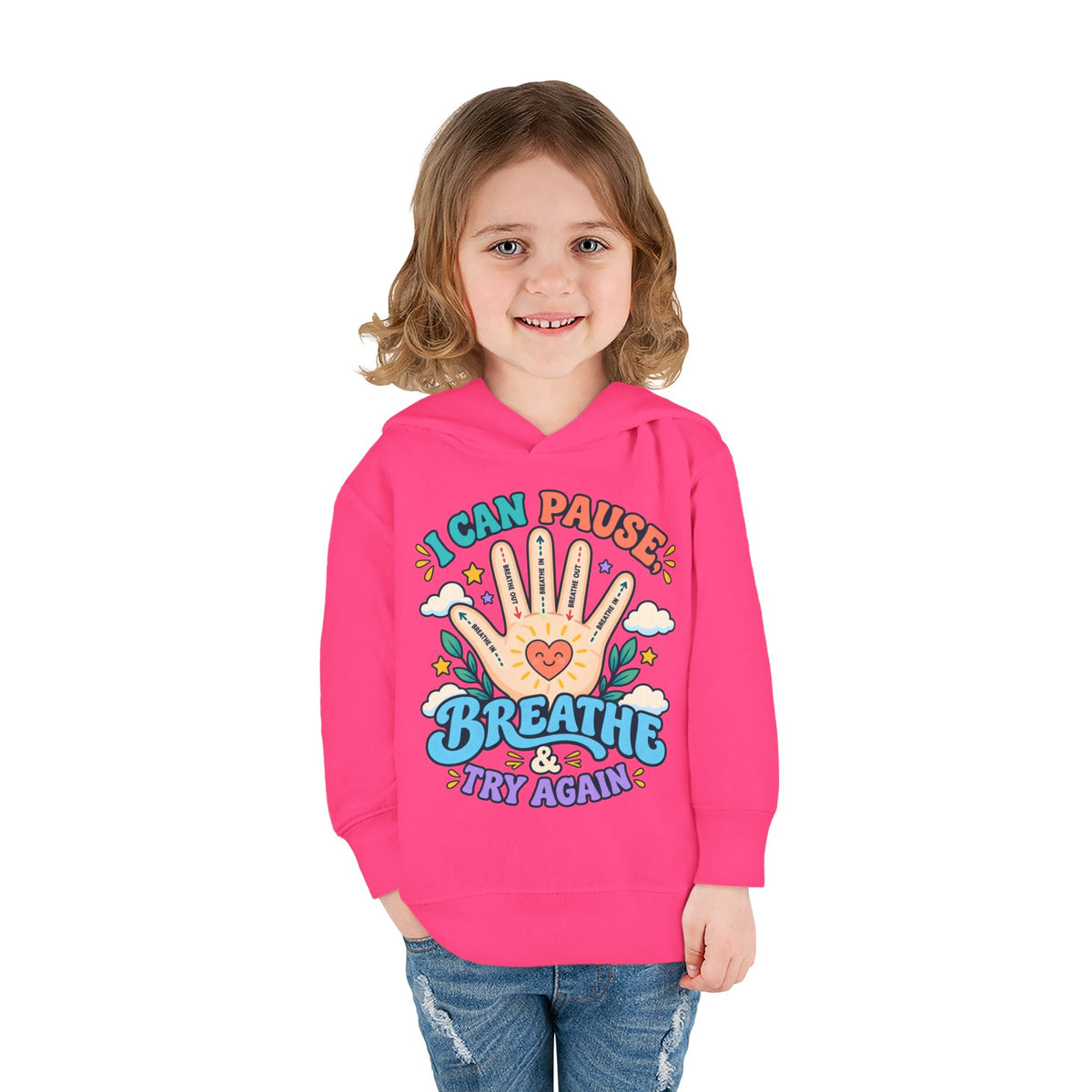 Toddler Hoodie — Pause, Breathe, Try Again Hand Guide