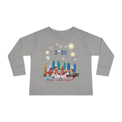 Toddler Long Sleeve Tee - Happy new year with fireworks - [[{"value":"Wonderwear Kid"}]]