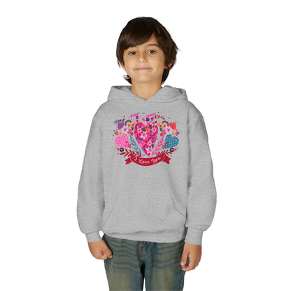Youth Heavy Blend Hooded Sweatshirt - I love you Printify