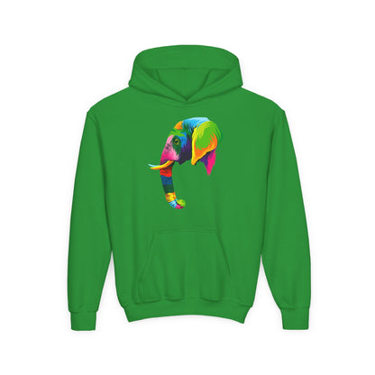Youth hoodie with adorable elephant design Printify