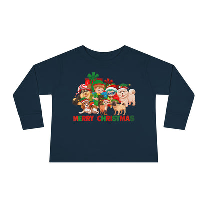 Toddler Long Sleeve Tee - Christmas with super kiddo pet friends with text - [[{"value":"Wonderwear Kid"}]]