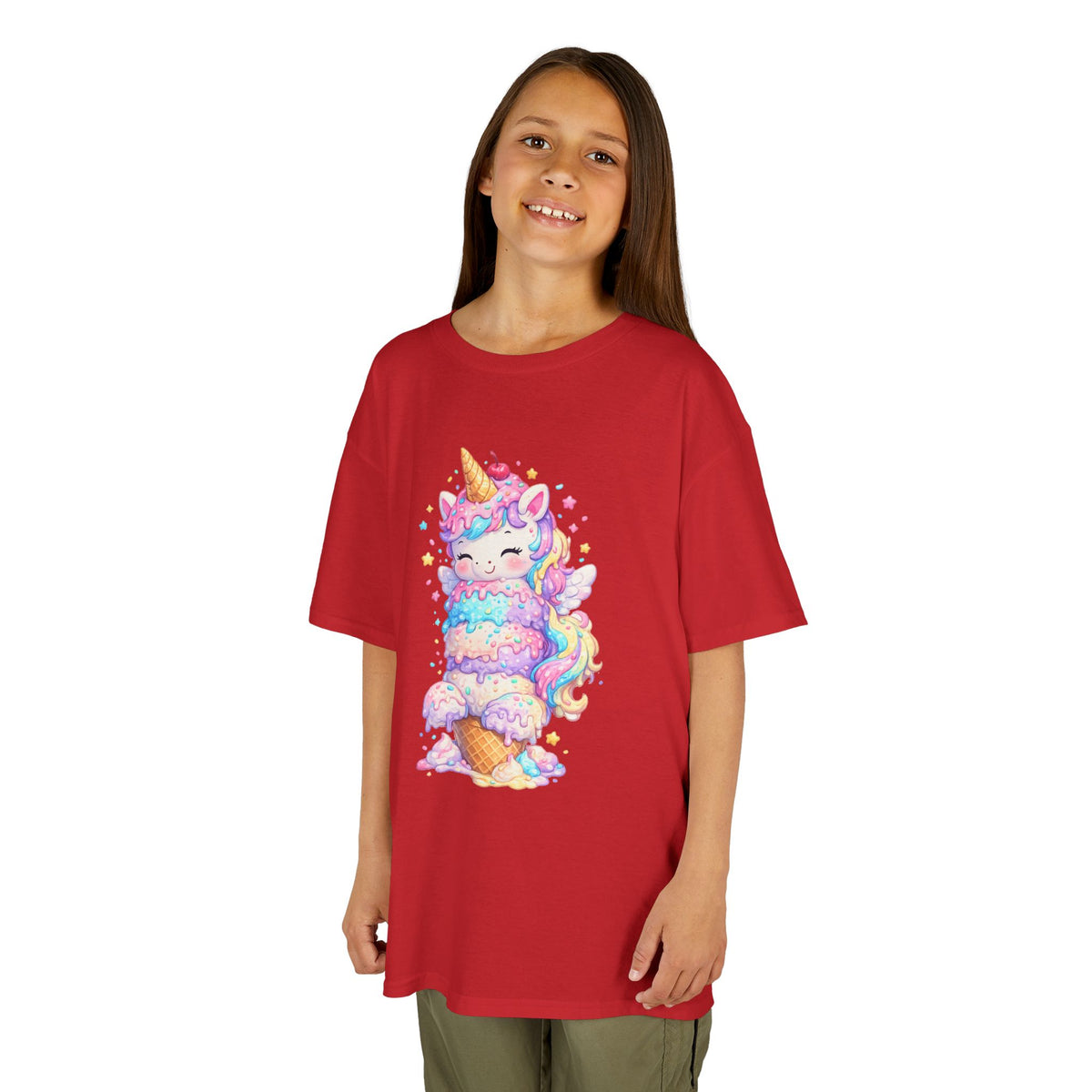 Kids Heavy Cotton™ Tee - Ice Cream Unicorn