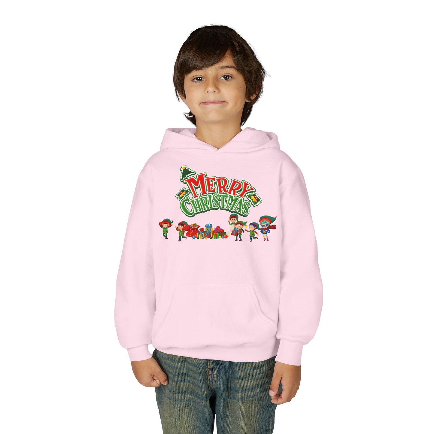 Youth Heavy Blend Hooded Sweatshirt - Merry christmas from super friends