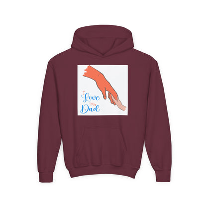 Youth Heavy Blend Hooded Sweatshirt -  Child and dad holding hands Printify
