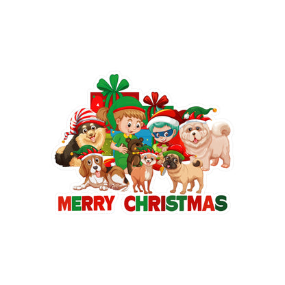Christmas Kiss-Cut Vinyl Decals – Christmas with super kiddo pet friends with text - [[{"value":"Wonderwear Kid"}]]