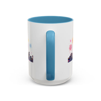 Accent Coffee Mug - Super kiddo with fireworks - [[{"value":"Wonderwear Kid"}]]