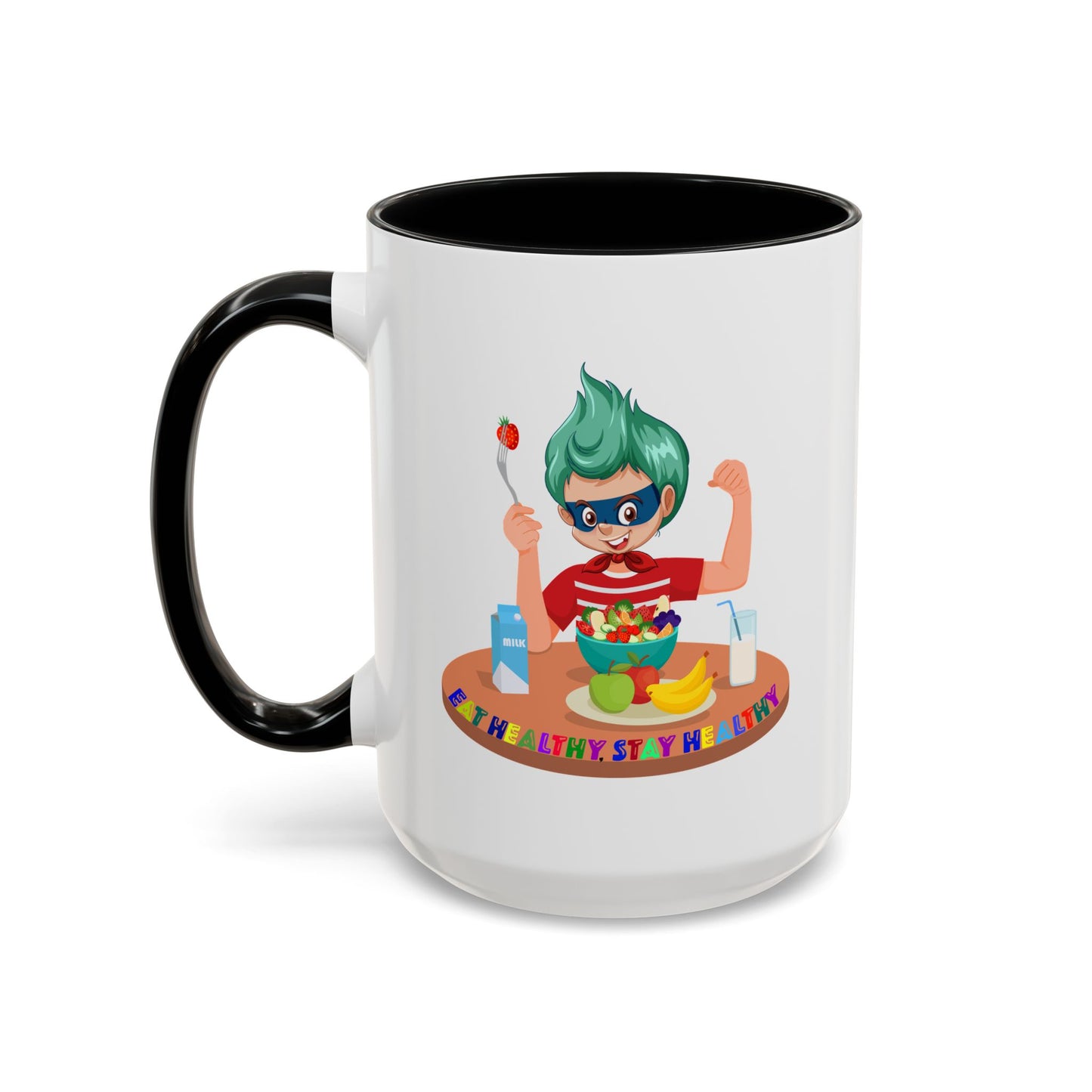 Accent Coffee Mug - super kiddo eating healthy food
