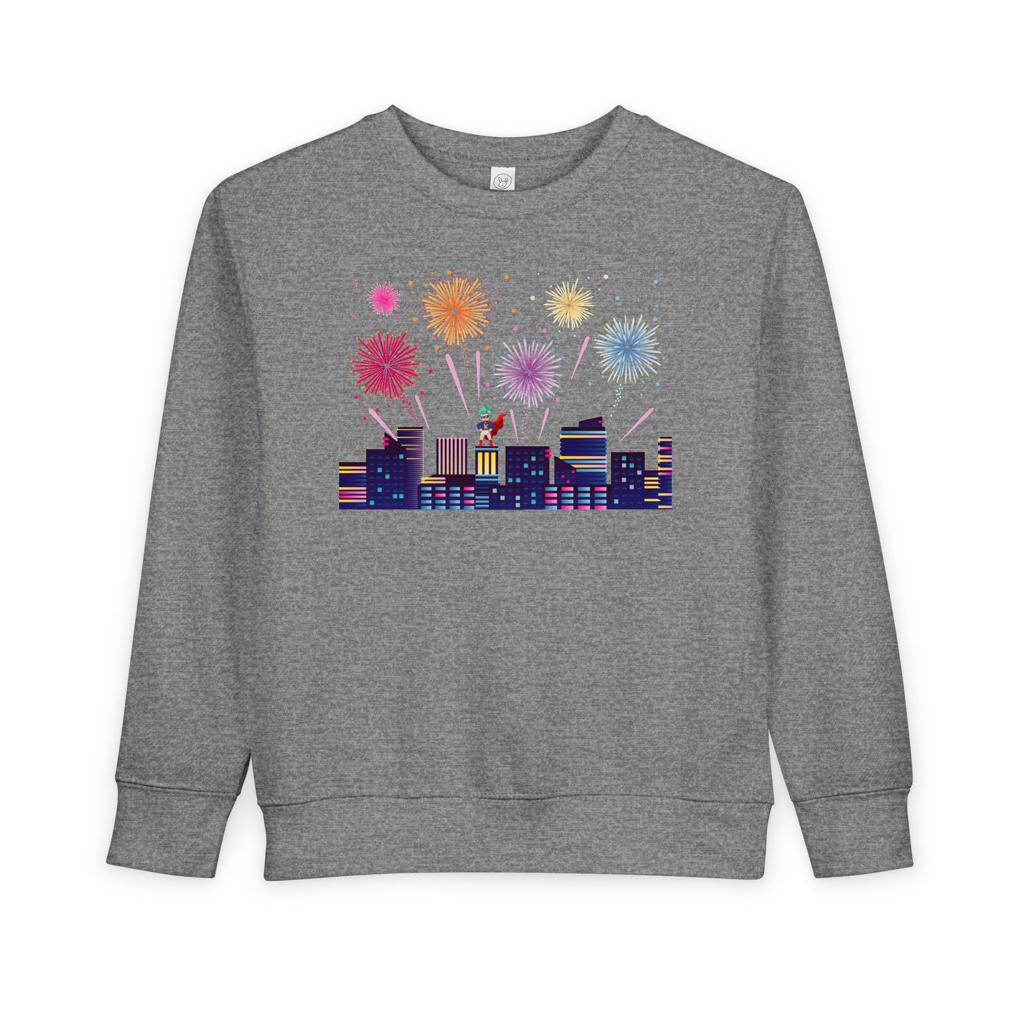 Toddler Sweatshirt - Super kiddo with fireworks - [[{"value":"Wonderwear Kid"}]]