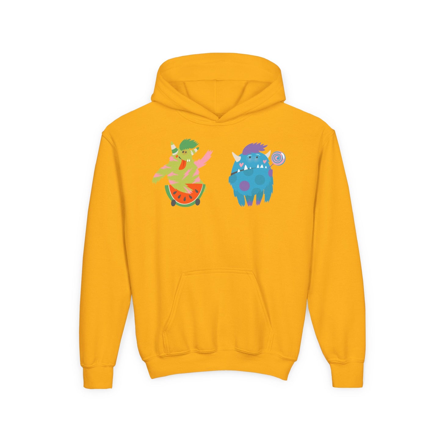 Youth Heavy Blend Hooded Sweatshirt - Funny Toothy monsters