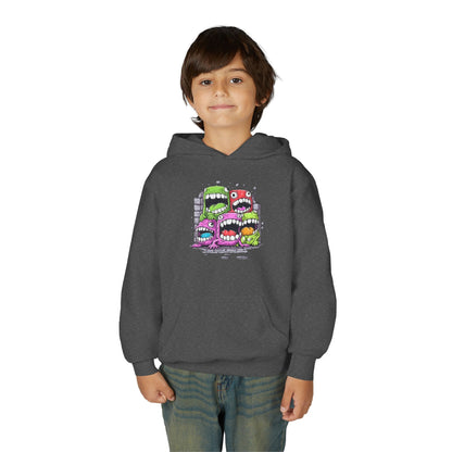 Youth Heavy Blend Hooded Sweatshirt - Cool monster character Printify