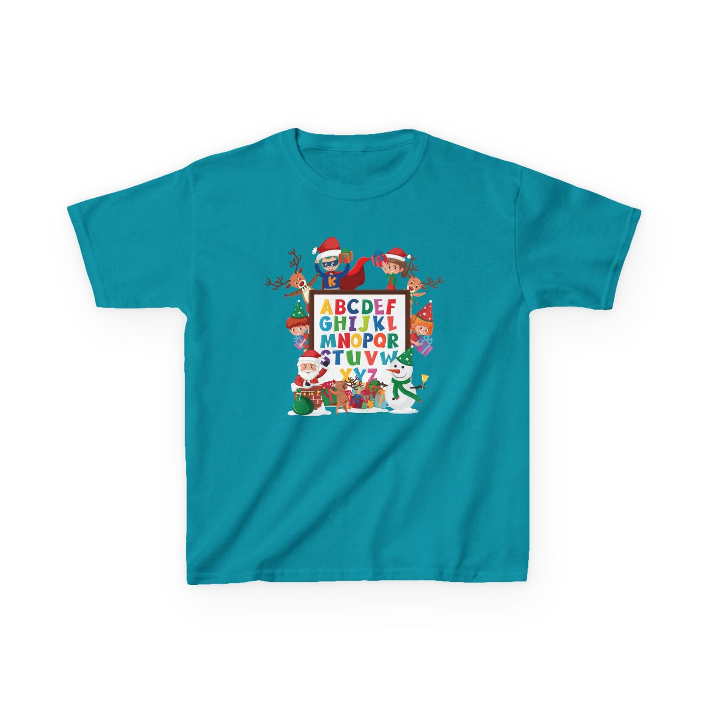 Kids Heavy Cotton™ Tee - Christmas alphabet with super kiddo - [[{"value":"Wonderwear Kid"}]]