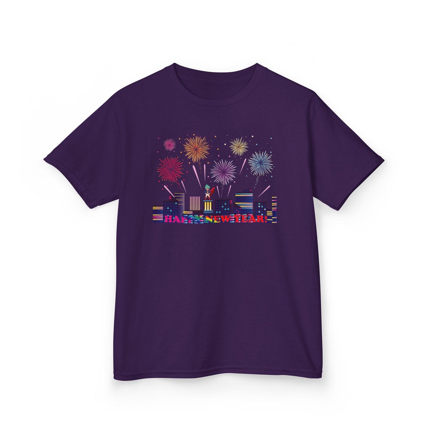 Kids Heavy Cotton™ Tee - Super kiddo with fireworks with text - [[{"value":"Wonderwear Kid"}]]