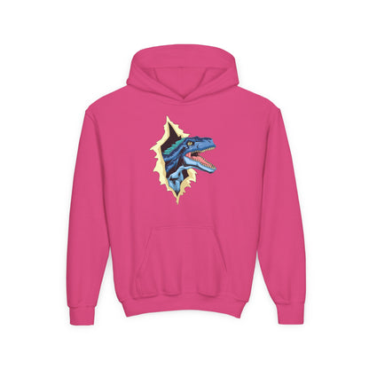 Youth Heavy Blend Hooded Sweatshirt -  Utah raptor dinosaur Printify