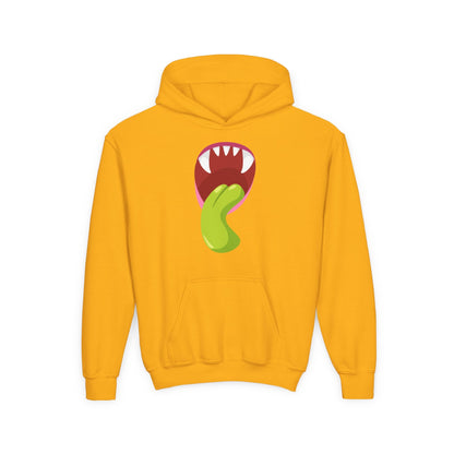 Youth Heavy Blend Hooded Sweatshirt - Monster showing tongue Printify