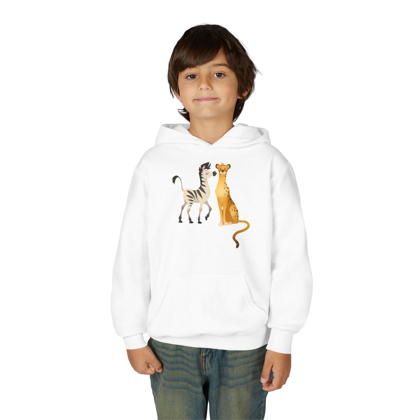 Youth Heavy Blend Hooded Sweatshirt - The zebra and tiger