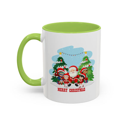Accent Coffee Mug - Super kiddo with santa claus Merry christmas - [[{"value":"Wonderwear Kid"}]]