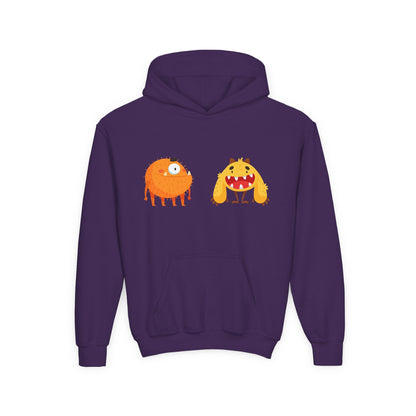 Youth Heavy Blend Hooded Sweatshirt - Toothy monsters.png Printify
