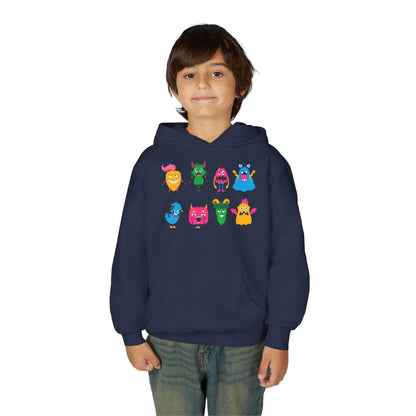 Youth Heavy Blend Hooded Sweatshirt - Set of monsters Printify