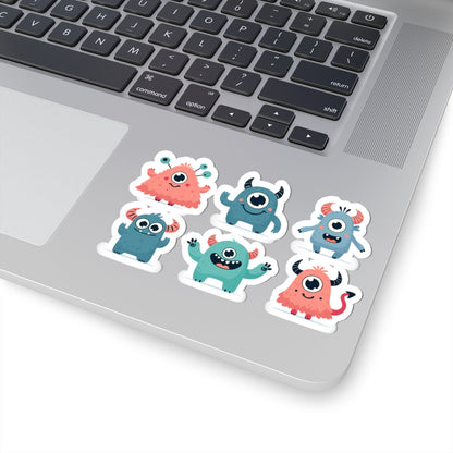 Kiss-Cut Vinyl Decals - Group of cute little monsters Printify