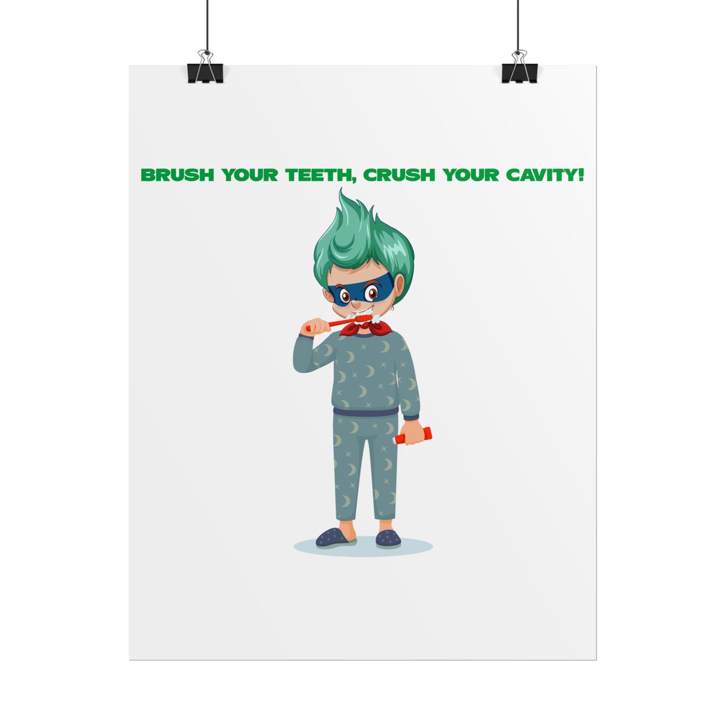 Rolled Posters - Super kiddo brushing teeth - [[{"value":"Wonderwear Kid"}]]