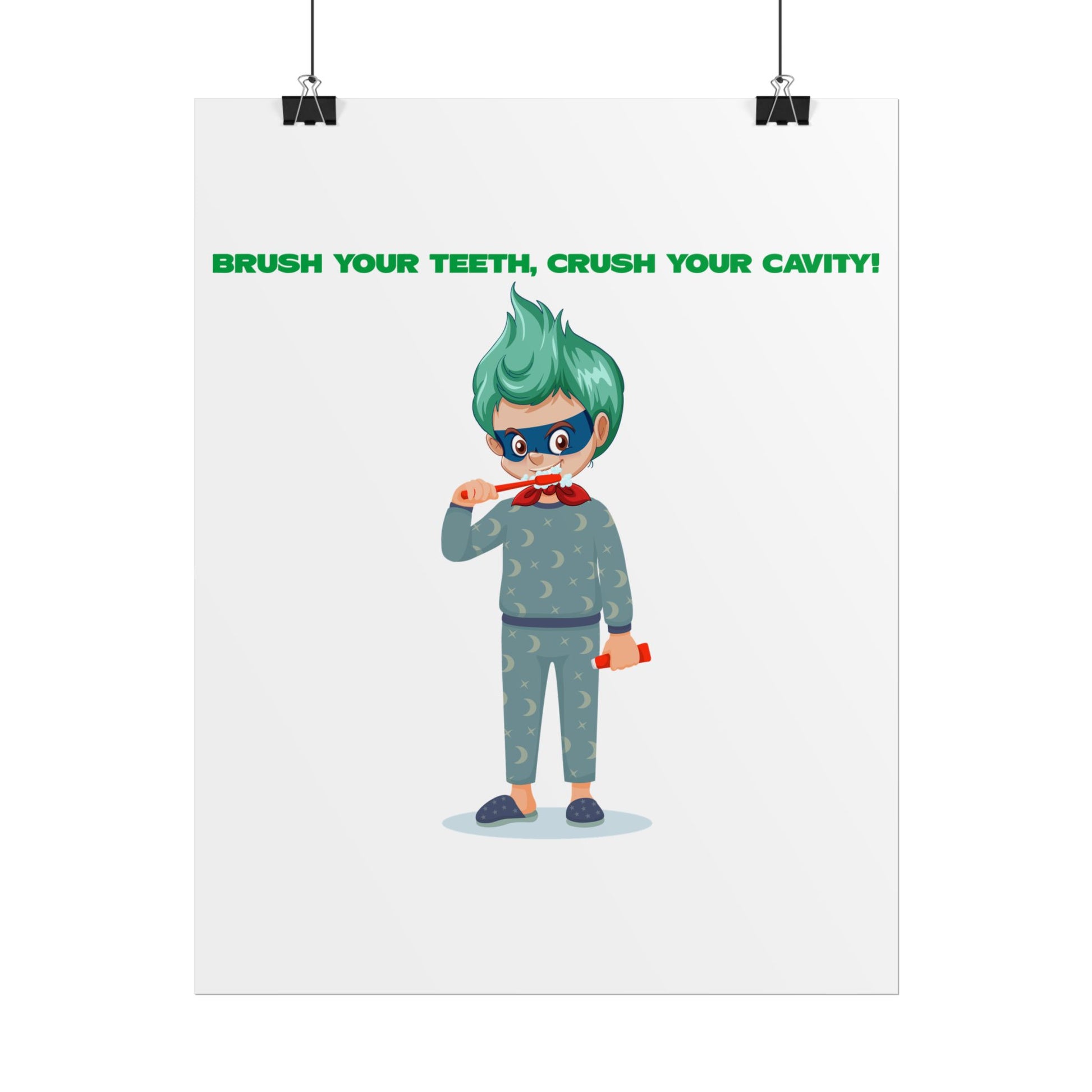 Rolled Posters - Super kiddo brushing teeth - [[{"value":"Wonderwear Kid"}]]