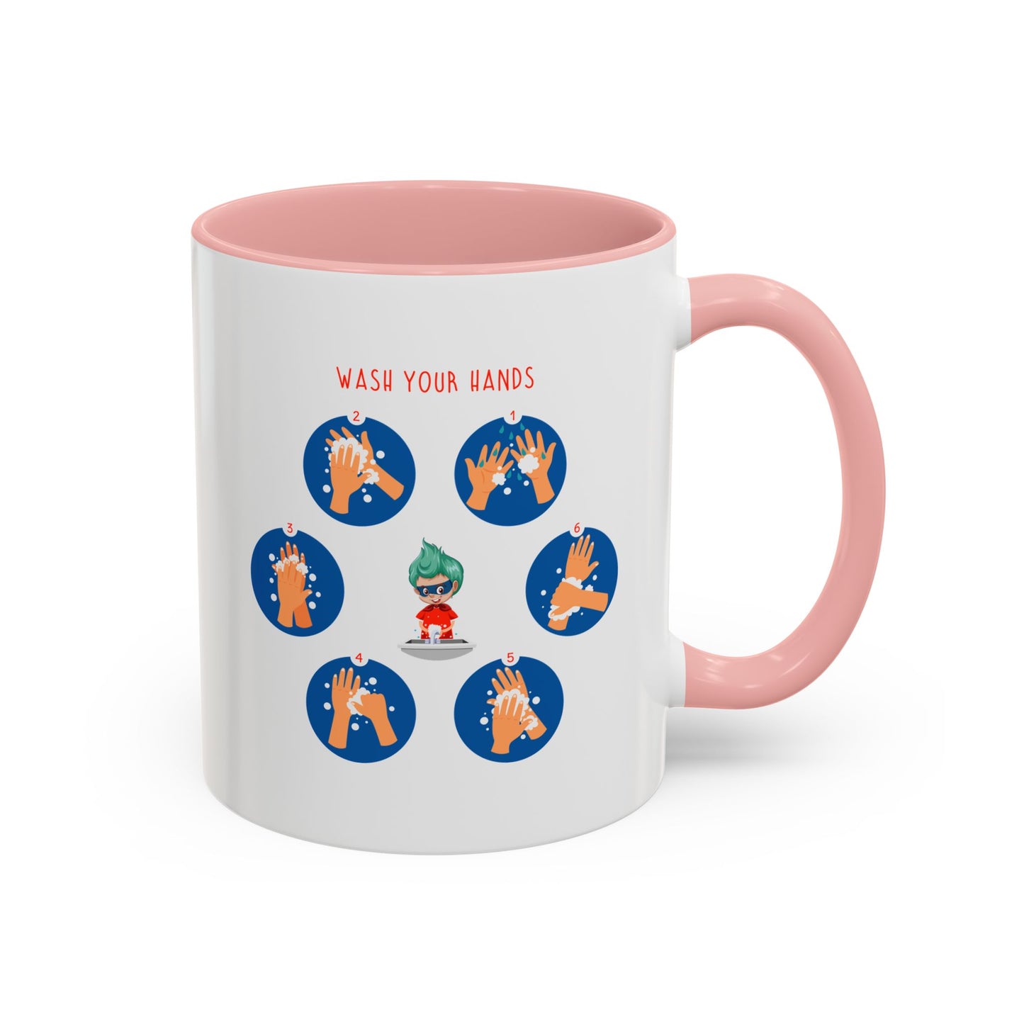Accent Coffee Mug - Super kiddo teaching how to wash hands