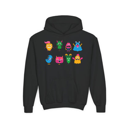 Youth Heavy Blend Hooded Sweatshirt - Set of monsters Printify