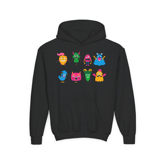 Youth Heavy Blend Hooded Sweatshirt - Set of monsters Printify