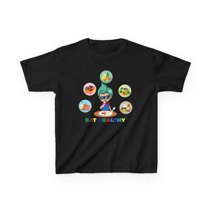 Kids Heavy Cotton™ Tee - Supper kiddo showing healthy food to eat - [[{"value":"Wonderwear Kid"}]]