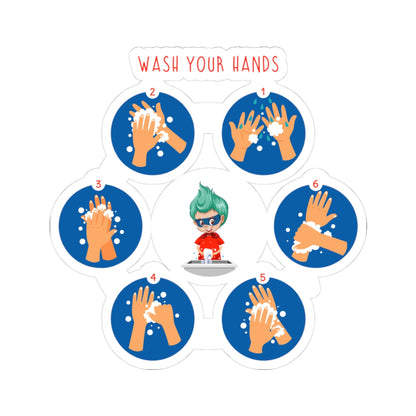 Kiss-Cut Stickers - Super kiddo teaching how to wash hands - [[{"value":"Wonderwear Kid"}]]