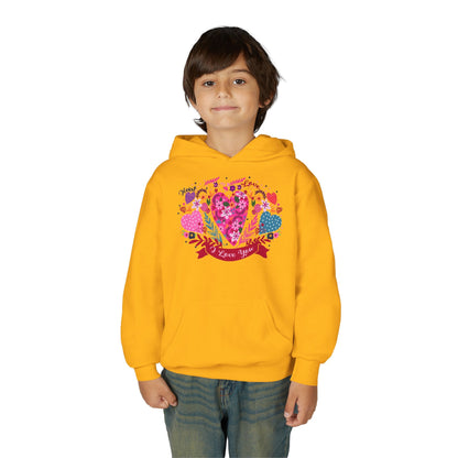 Youth Heavy Blend Hooded Sweatshirt - I love you Printify
