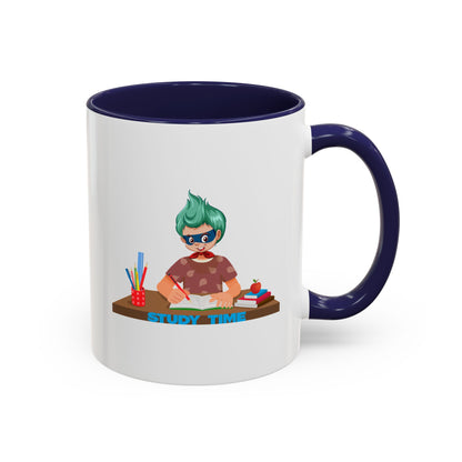 Accent Coffee Mug - Super kiddo studying - [[{"value":"Wonderwear Kid"}]]