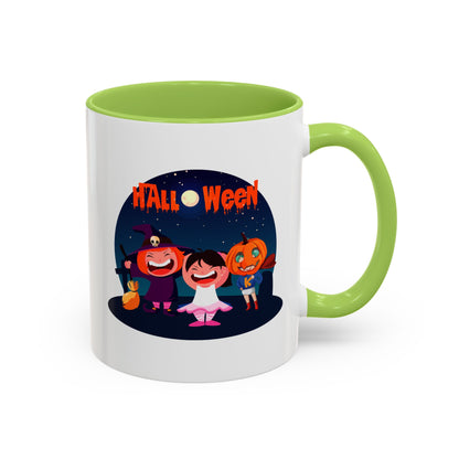 Accent Coffee Mug - Super kiddo wearing pumpkin - [[{"value":"Wonderwear Kid"}]]