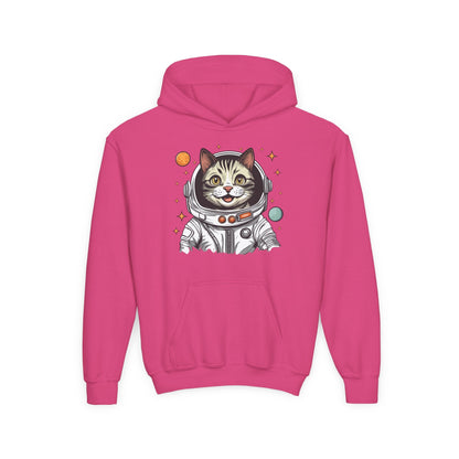 Youth Heavy Blend Hooded Sweatshirt - Astronaut cat Printify