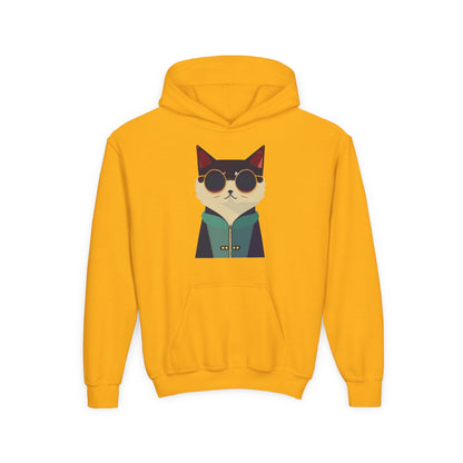 Kids Cool Cat Sunglasses Hoodie Printify