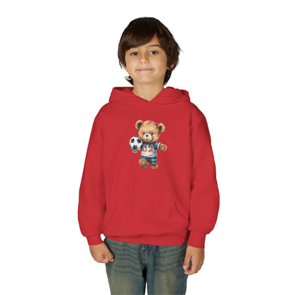 Kids Soccer Bear Hoodie Printify