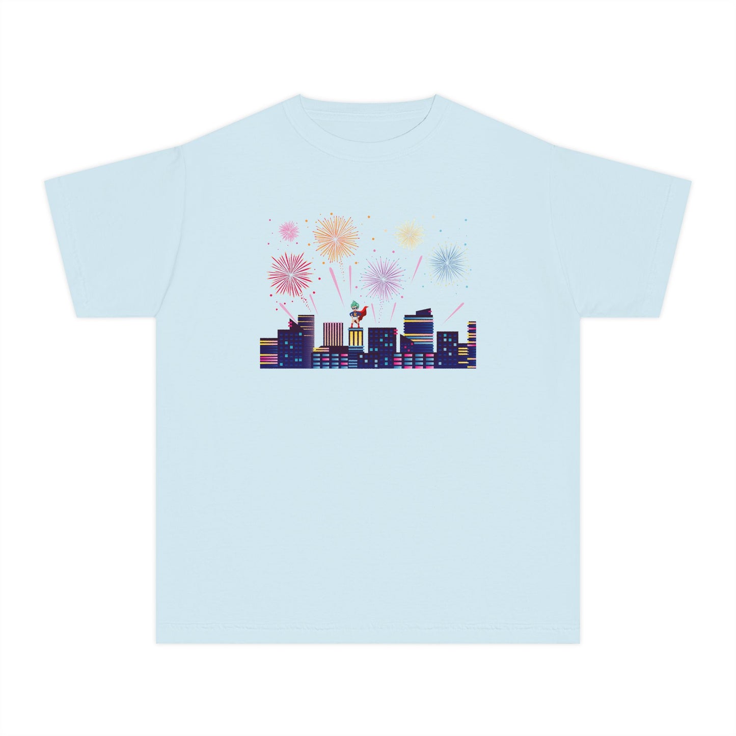 Youth Midweight Tee -  Super kiddo with fireworks