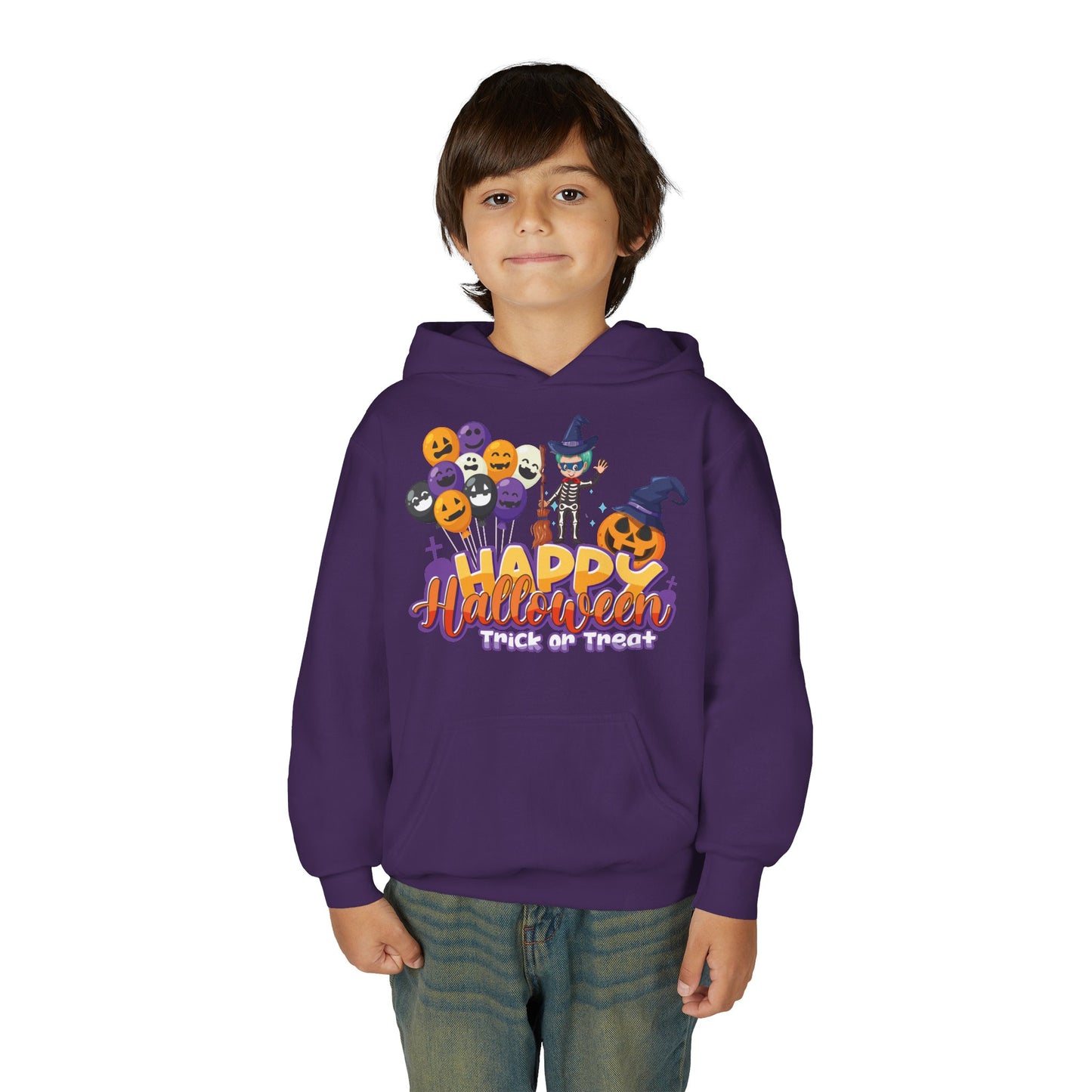 Youth Heavy Blend Hooded Sweatshirt - Happy halloween trick or treat