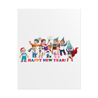 Rolled Posters - Happy new year from super kiddo - [[{"value":"Wonderwear Kid"}]]