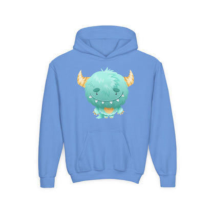 Youth Heavy Blend Hooded Sweatshirt - Cute green baby monster Printify