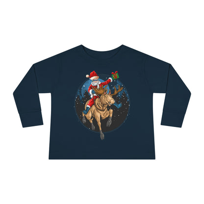 Toddler Long Sleeve Tee - Super kiddo riding a reindeer - [[{"value":"Wonderwear Kid"}]]