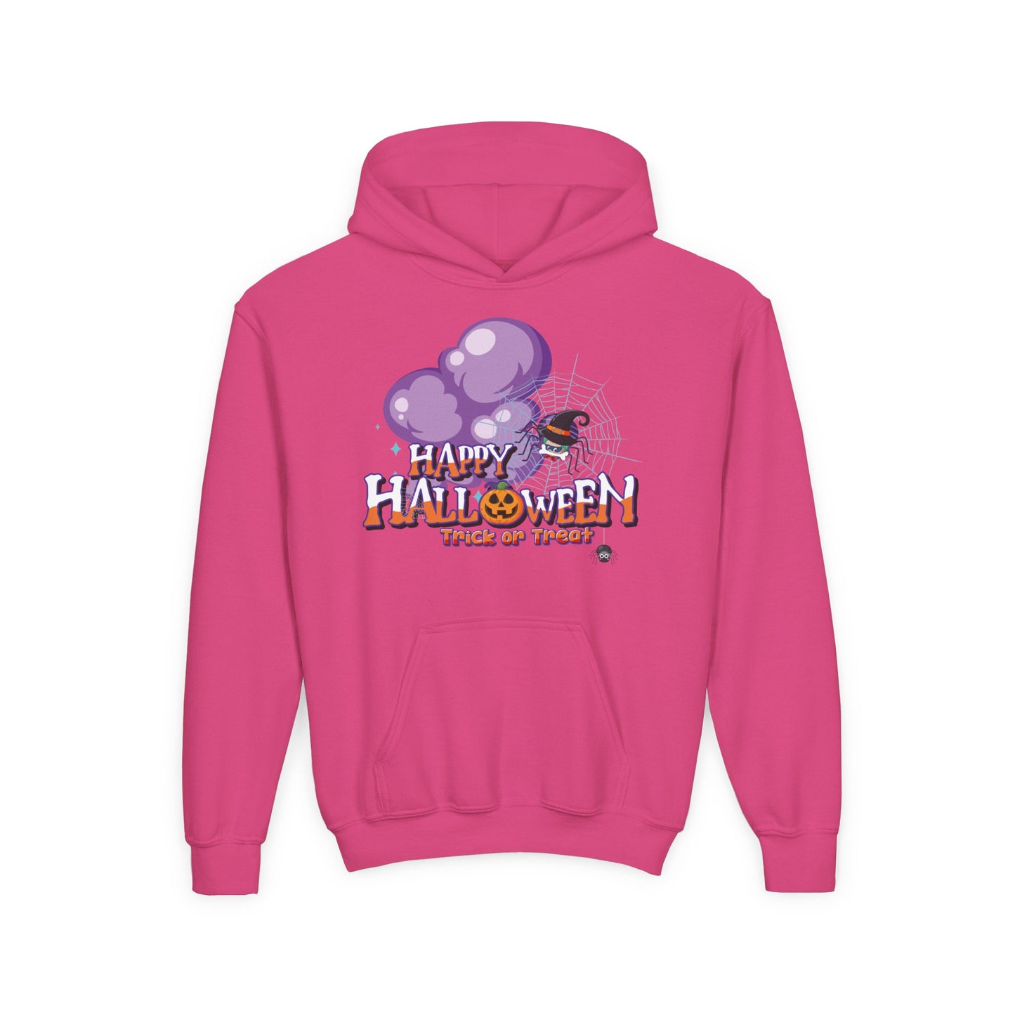 Youth Heavy Blend Hooded Sweatshirt - Happy holloween - spider kiddo