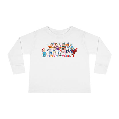 Toddler Long Sleeve Tee - Happy new year from super kiddo - [[{"value":"Wonderwear Kid"}]]