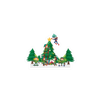 Christmas Kiss-Cut Vinyl Decals – Super kiddo putting the stars - [[{"value":"Wonderwear Kid"}]]