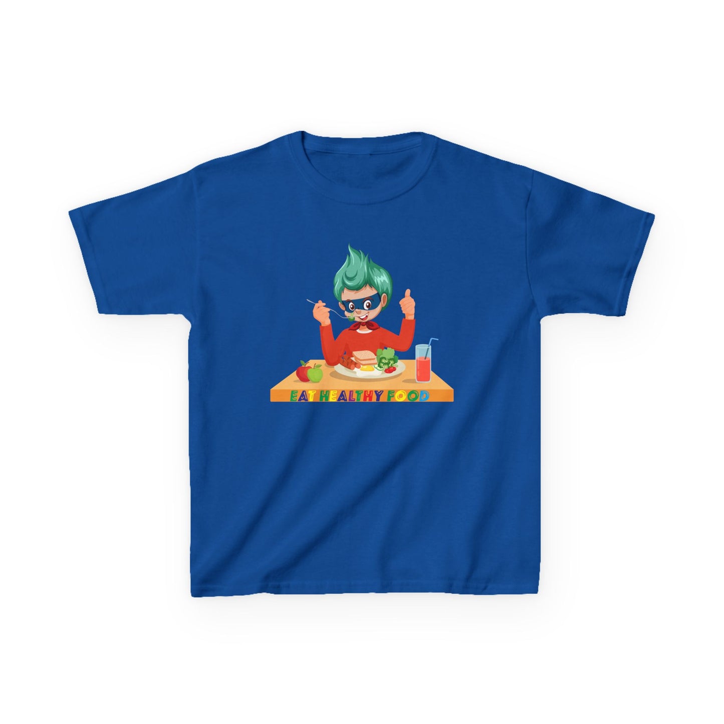 Kids Heavy Cotton™ Tee - Super kiddo eating healthy breafast - [[{"value":"Wonderwear Kid"}]]