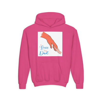 Youth Heavy Blend Hooded Sweatshirt -  Child and dad holding hands Printify